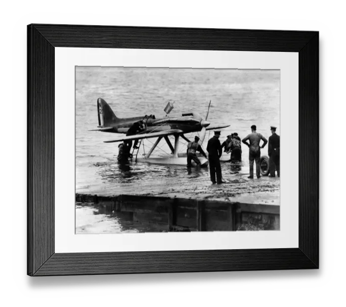 Framed Print : Pilot Greig coming out of the plane after his trial in the Scheider Trophy race
