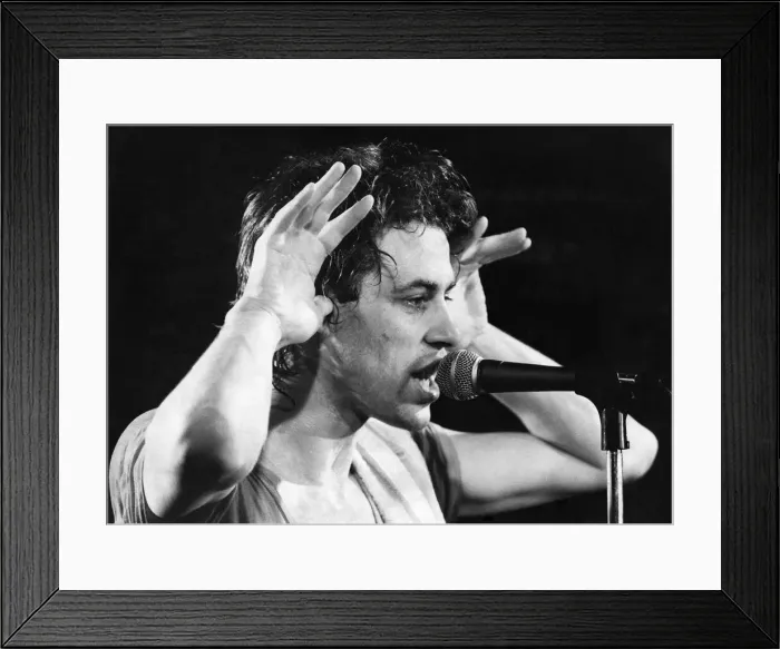 Framed Print : King of the Boomtown Rats Bob Geldof shows the strain of those 60 gigs Framed Print : King of the Boomtown Rats Bob Geldof shows the strain of those 60 gigs