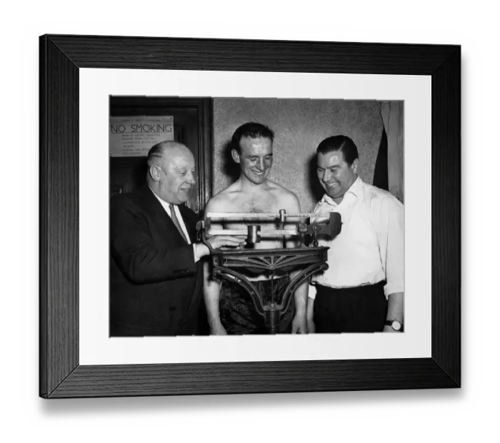 Framed Print : Trainer Danny Holland at the weigh-in of one of his fighters, Joe Lucy