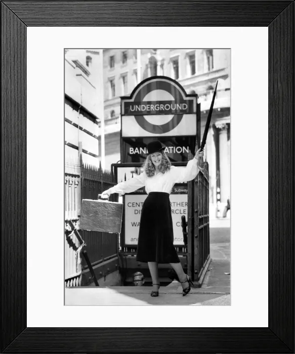 Framed Print : Top Secretary of 1978, Andrea Mullancy wearing a bowler hat Framed Print : Top Secretary of 1978, Andrea Mullancy wearing a bowler hat