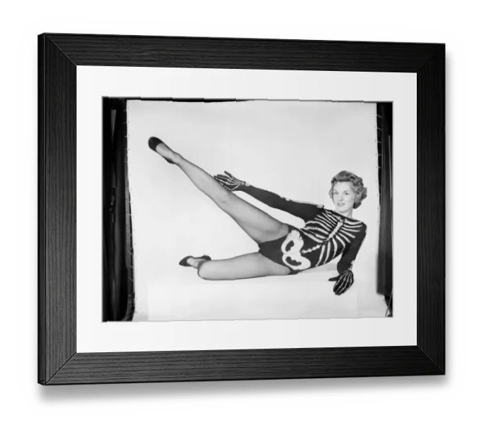 Framed Print : Woman wearing Skeleton outfit. October 1959