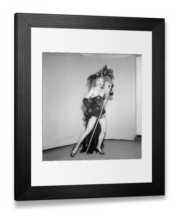 Framed Print : Show girl wearing star spangled costume and cane. Circa 1959 Framed Print : Show girl wearing star spangled costume and cane. Circa 1959