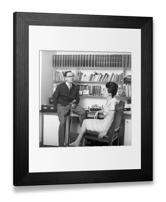 Framed Print : Sports commentator Harry Carpenter seen here at home with his wife. 1960 A953-002