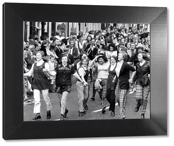 Durham Miners Gala - Young girls enjoy the parade