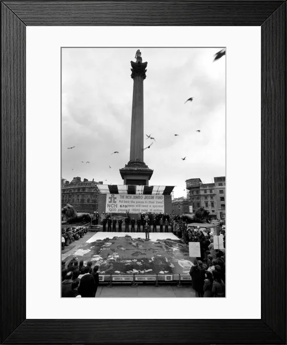 Framed Print : The NCH giant jig saw campaign in Trafalgar Square March 1975 75-1709 Framed Print : The NCH giant jig saw campaign in Trafalgar Square March 1975 75-1709
