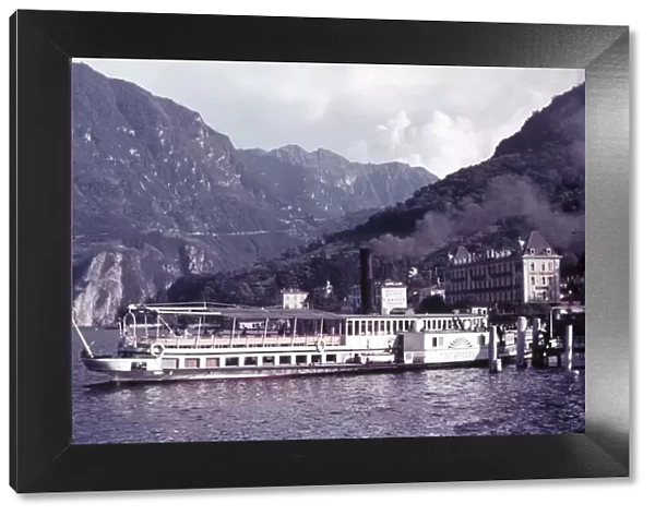 The paddle steamer Sewpione seen here at the village of Seelisburg, Switzerland 1936