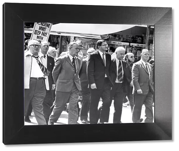 Durham Miners Gala - Pensioners march along Binthorpe Road during the rally