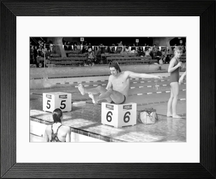 Framed Print : Coca-Cola International Swimming Championships. Brian Brinkley regaining his breath after Framed Print : Coca-Cola International Swimming Championships. Brian Brinkley regaining his breath after
