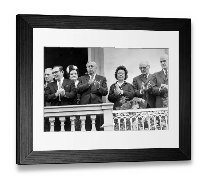 Framed Print : Durham Miners Gala - Mr and Mrs Harold Wilson watch the gala pass by