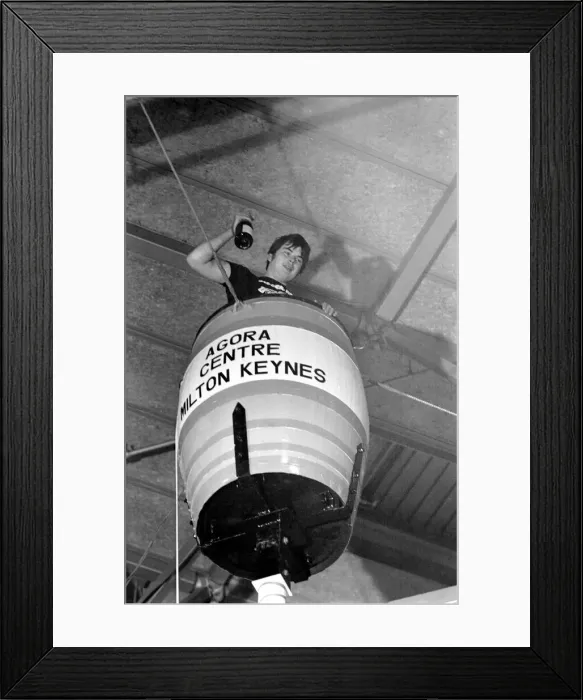 Framed Print : Kevin Evans: Barrel Stunt: Kevin Evans 19 year old world record attempt at staying in a