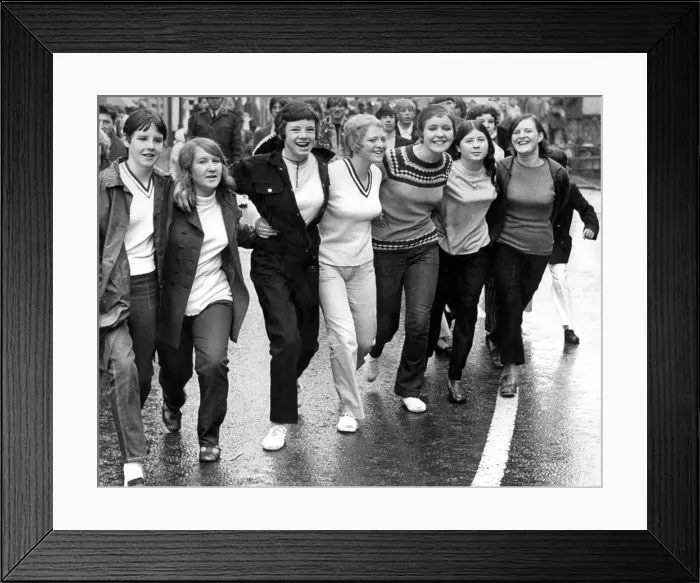 Framed Print : Durham Miners Gala - A group of young girls enjoy the rally Framed Print : Durham Miners Gala - A group of young girls enjoy the rally