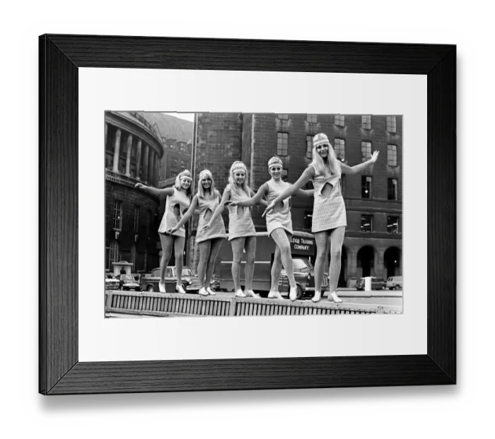 Framed Print : Fashion: Clothing: Girls are pictured modeling the usheretts dress of the future designed Framed Print : Fashion: Clothing: Girls are pictured modeling the usheretts dress of the future designed