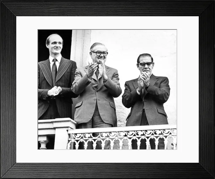 Framed Print : Durham Miners Gala - Jim Callaghan applauds the marchers Framed Print : Durham Miners Gala - Jim Callaghan applauds the marchers