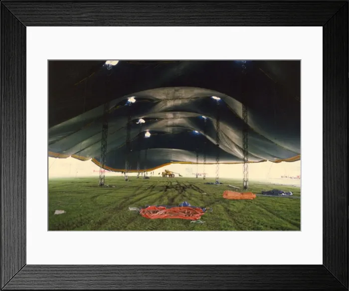 Framed Print : Singer Songwriter Chris Rea - the tent is prepared for his concert at Gateshead Staudium