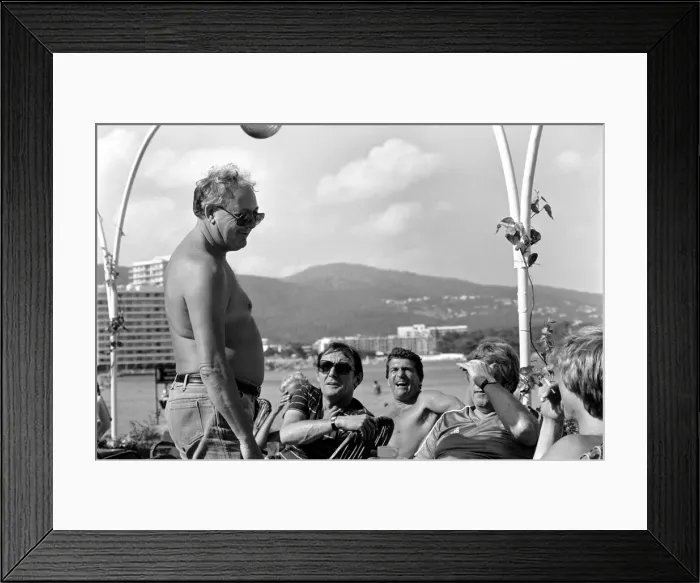 Framed Print : Freddie Laker on his motor cruiser of Majorca. 81-03733-002