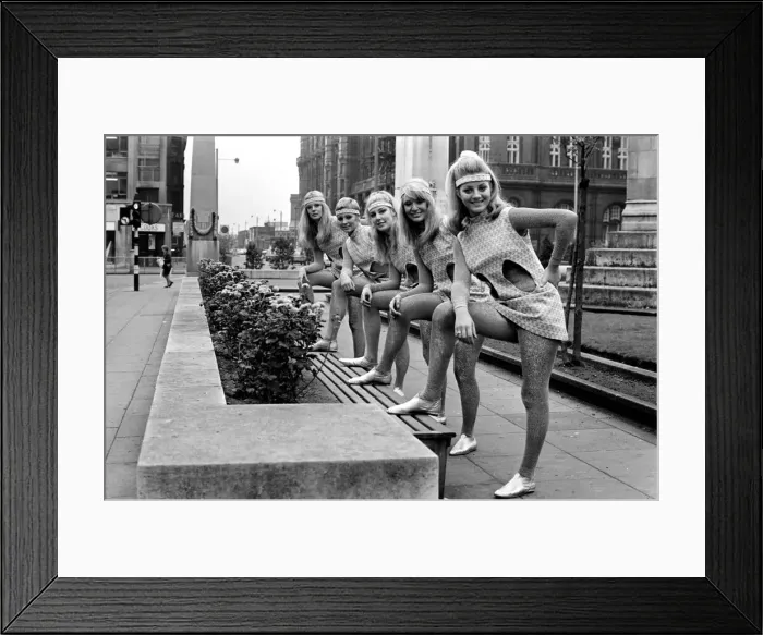 Framed Print : Fashion: Clothing: Girls are pictured modeling the usheretts dress of the future designed Framed Print : Fashion: Clothing: Girls are pictured modeling the usheretts dress of the future designed