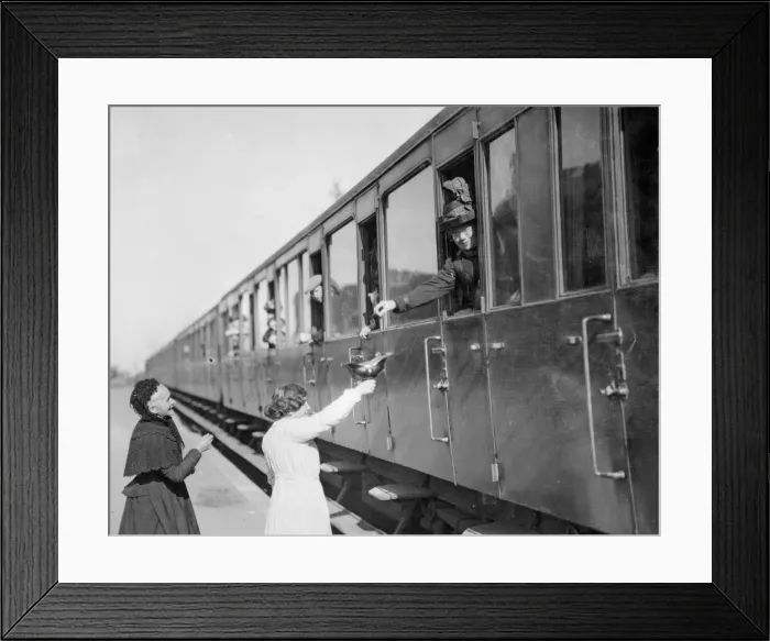 Framed Print : Two French women seen here collecting money for the wounded from passengers in a train