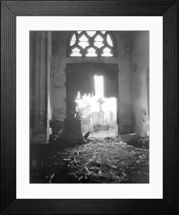Framed Print : The village of Villers aux Venta destroyed by the Germans during the fighting