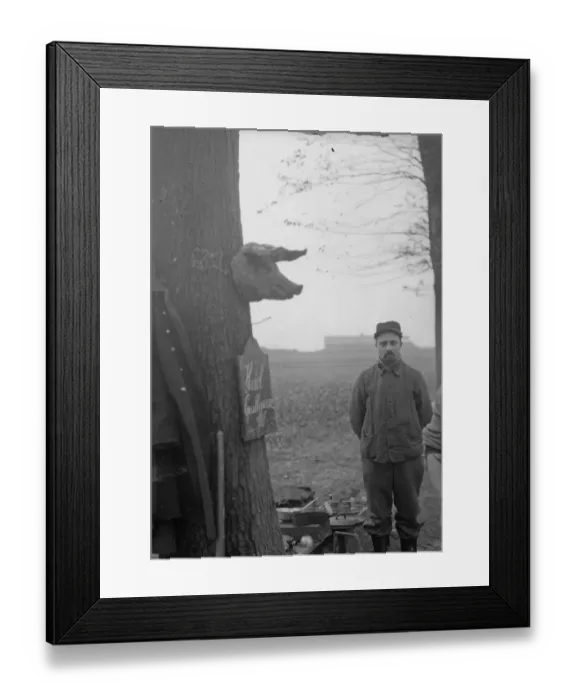 Framed Print : A French Army cook seen here with his field kitchen in Northern France