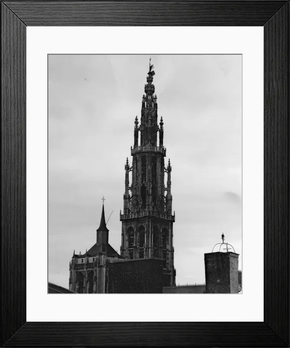 Framed Print : German Bombardment of Antwerp October 1914 Antwerp Cathedral flying the flag of Framed Print : German Bombardment of Antwerp October 1914 Antwerp Cathedral flying the flag of