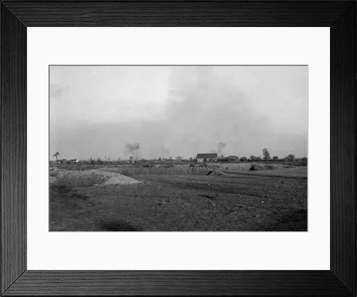 Framed Print : Shells bursting over the battlefield close to Diksmuide during the Battle of the Yser