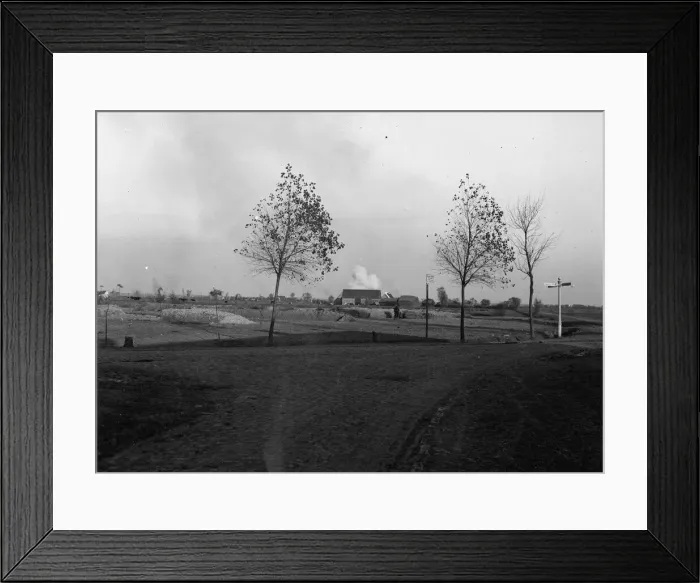 Framed Print : Shells bursting over the battlefield close to Diksmuide during the Battle of the Yser