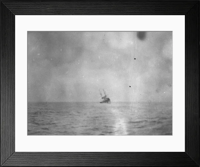 Framed Print : The final moments of HMS Hermes a former light cruiser which had been converted to a