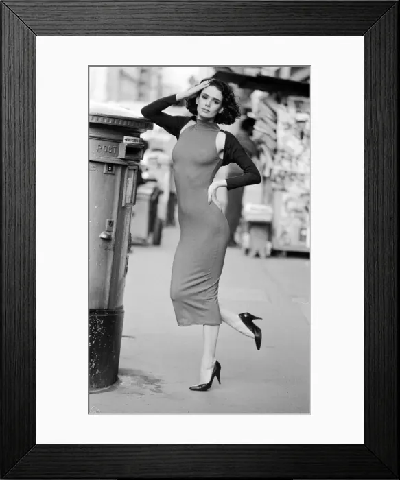 Framed Print : Model wearing outfit designed by Debbie Moore, 27th November 1986