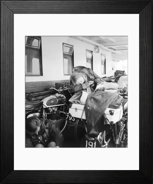 Framed Print : TT race fans on the ferry over to the Isle of Man. 29th June 1965 Framed Print : TT race fans on the ferry over to the Isle of Man. 29th June 1965