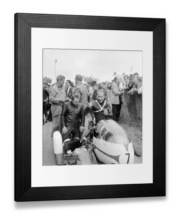 Framed Print : International Sidecar event. Winners M. Deubel and passenger E. Horner