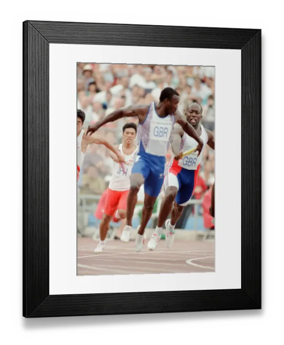 Framed Print : 1992 Olympic Games in Barcelona, Spain. Athletics, Mens 4 x 100 metres relay final