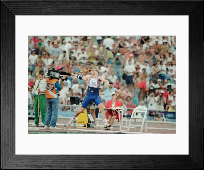 Framed Print : 1992 Olympic Games in Barcelona, Spain. Mens Javelin final Framed Print : 1992 Olympic Games in Barcelona, Spain. Mens Javelin final