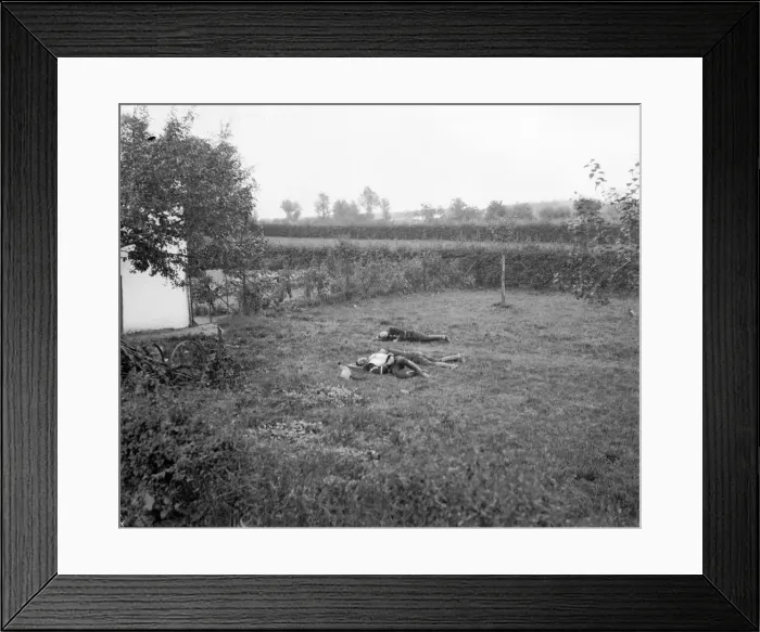 Framed Print : Belgian soldiers sleeping in the open during their retreat Framed Print : Belgian soldiers sleeping in the open during their retreat
