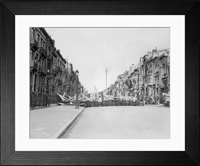 Framed Print : Barricades across the roads leading into Brussels Circa August 1914 *** Local Framed Print : Barricades across the roads leading into Brussels Circa August 1914 *** Local