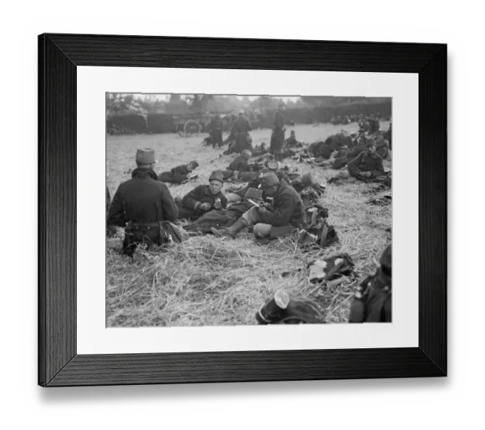 Framed Print : Belgian soldiers seen in a field close to Louvain 16th August 1914