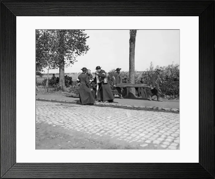 Framed Print : Battle of Hofstade. Priest on the way to tend the wounded Framed Print : Battle of Hofstade. Priest on the way to tend the wounded