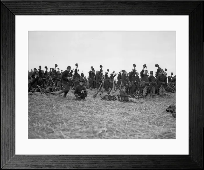 Framed Print : Cheering a triumphant Belgian regimentas it returns to camp after inflicting a reverse Framed Print : Cheering a triumphant Belgian regimentas it returns to camp after inflicting a reverse