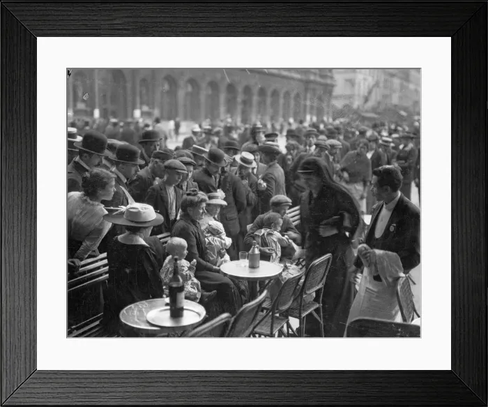 Framed Print : Caption published with picture Newly arrived refugees from the German advance Framed Print : Caption published with picture Newly arrived refugees from the German advance