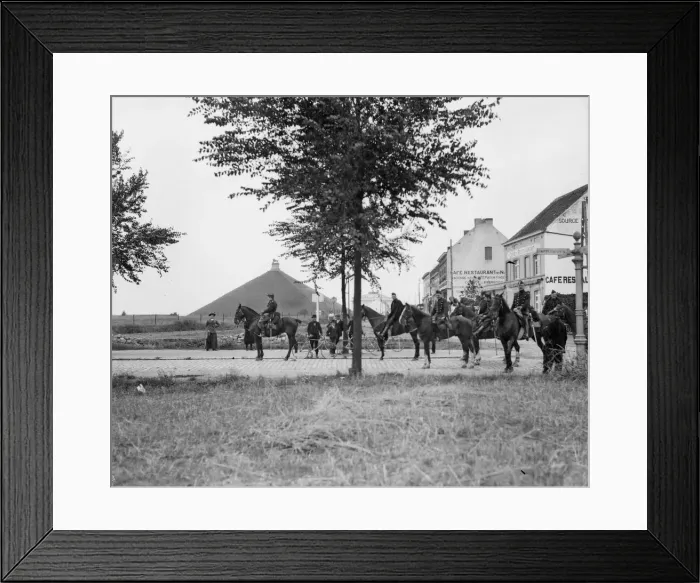 Framed Print : Belgian cavalrymen reconnoitring enemy positions found themselves on the historic