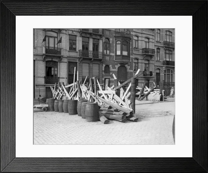 Framed Print : Barricades across the roads leading into Brussels Circa August 1914 *** Local Framed Print : Barricades across the roads leading into Brussels Circa August 1914 *** Local