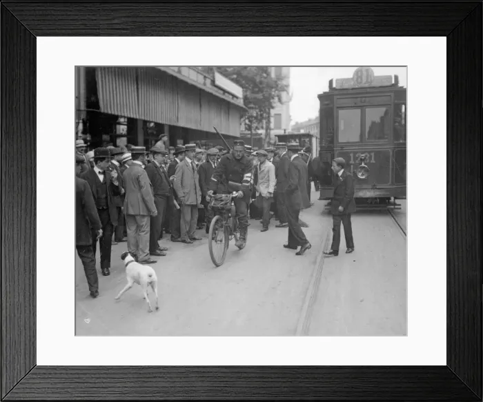 Framed Print : A Carabineer cyclist seen here making his way through the streets of Brussels Framed Print : A Carabineer cyclist seen here making his way through the streets of Brussels
