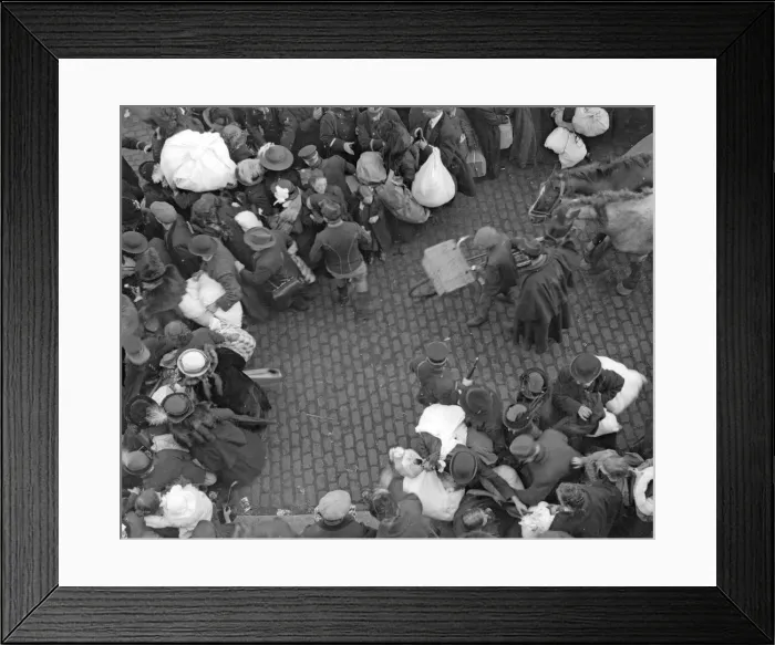 Framed Print : Antwerp is besieged, October 1914. Crowds of refugees struggling to make their way on to Framed Print : Antwerp is besieged, October 1914. Crowds of refugees struggling to make their way on to