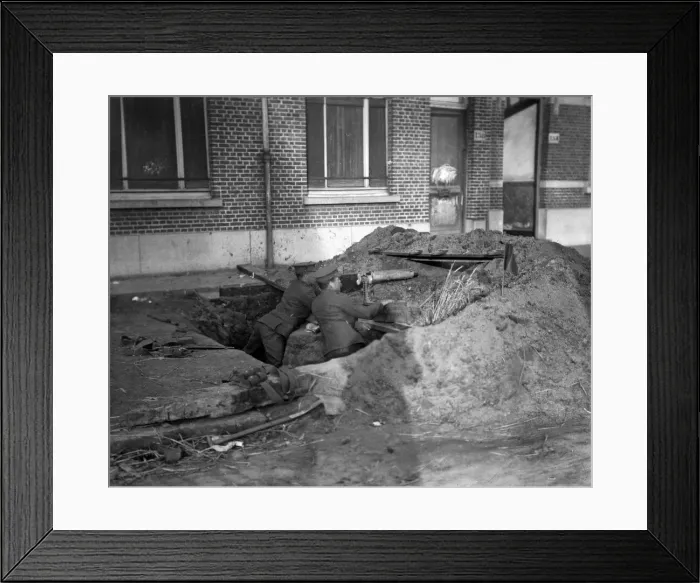 Framed Print : Two soldiers of the Naval brigade seen here in a trench on the Lierre Road manning a Framed Print : Two soldiers of the Naval brigade seen here in a trench on the Lierre Road manning a