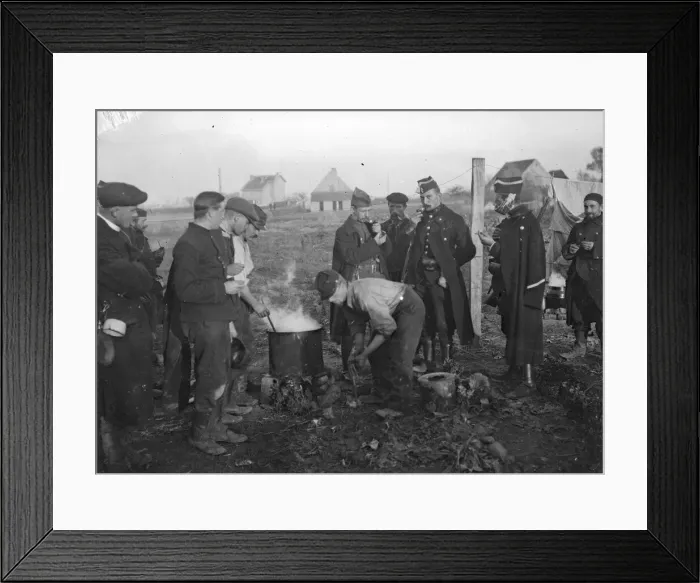 Framed Print : Belgian army field kitchen seen here perparing a hot meal for the troops close to Framed Print : Belgian army field kitchen seen here perparing a hot meal for the troops close to