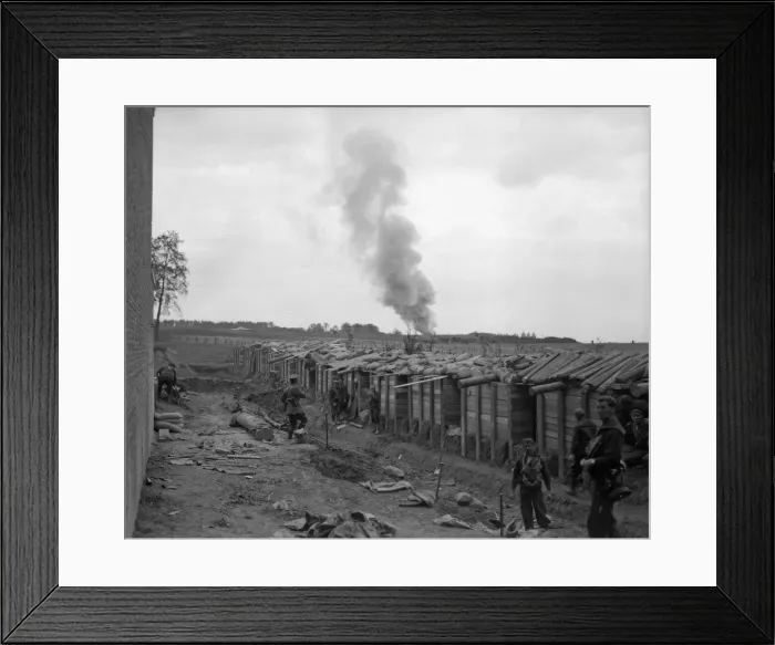 Framed Print : Earthwork defences and bomb proof shelters built by the Belgians Framed Print : Earthwork defences and bomb proof shelters built by the Belgians