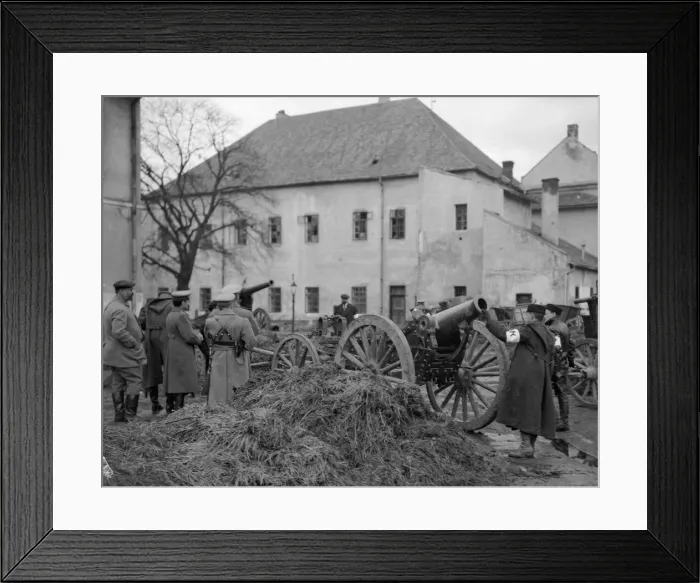 Framed Print : Russian officers inspect captured artillery and transport at Lemberg. September 1914 Framed Print : Russian officers inspect captured artillery and transport at Lemberg. September 1914