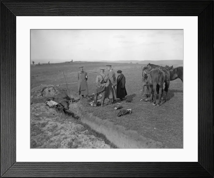 Framed Print : Russians at the graveside of an Austrian officer after the Battle of Lemberg Framed Print : Russians at the graveside of an Austrian officer after the Battle of Lemberg