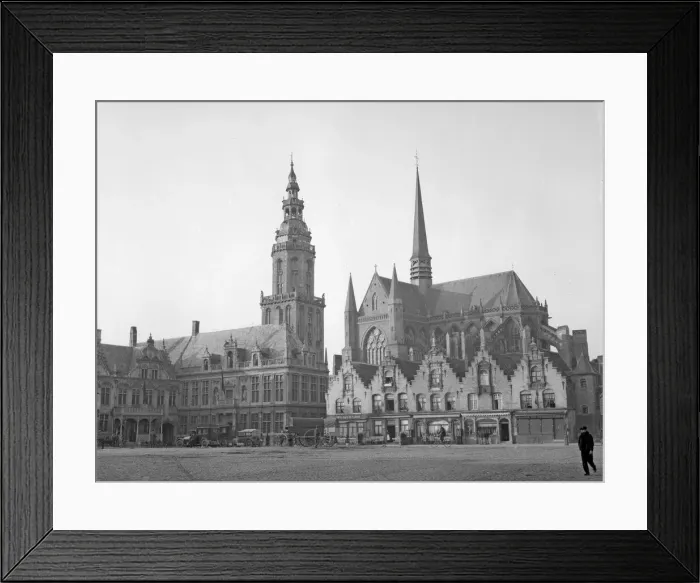 Framed Print : Veurne church and town hall built in 1628. Circa October 1914 Framed Print : Veurne church and town hall built in 1628. Circa October 1914