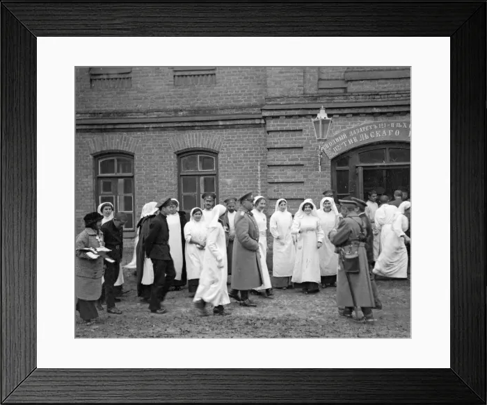 Framed Print : Nurses at the General Hospital at Rovna seen here with their patients Framed Print : Nurses at the General Hospital at Rovna seen here with their patients