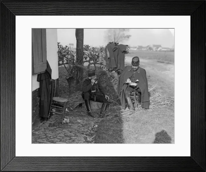 Framed Print : Belgian artillery officer seen here receiving a report on the fall of his shots Framed Print : Belgian artillery officer seen here receiving a report on the fall of his shots
